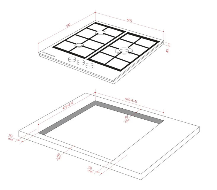 картинка Газовая варочная панель Kuppersberg FG 46 B 