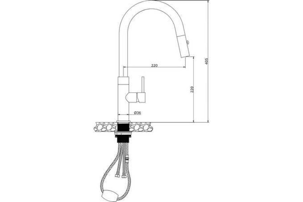 картинка Смеситель с выдвижной лейкой LONGRAN TECHNO STEEL LM2183 SТ 