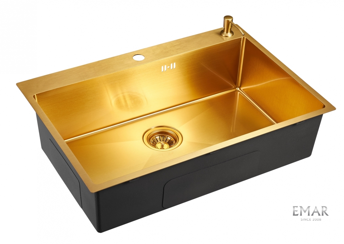 картинка Мойка для кухни с дозатором Emar EMB-125A PVD Nano Golden 