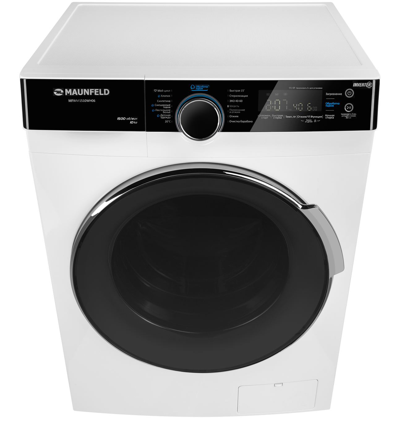 картинка Стиральная машина с инвертором и паром MAUNFELD MFWM1510WH06 