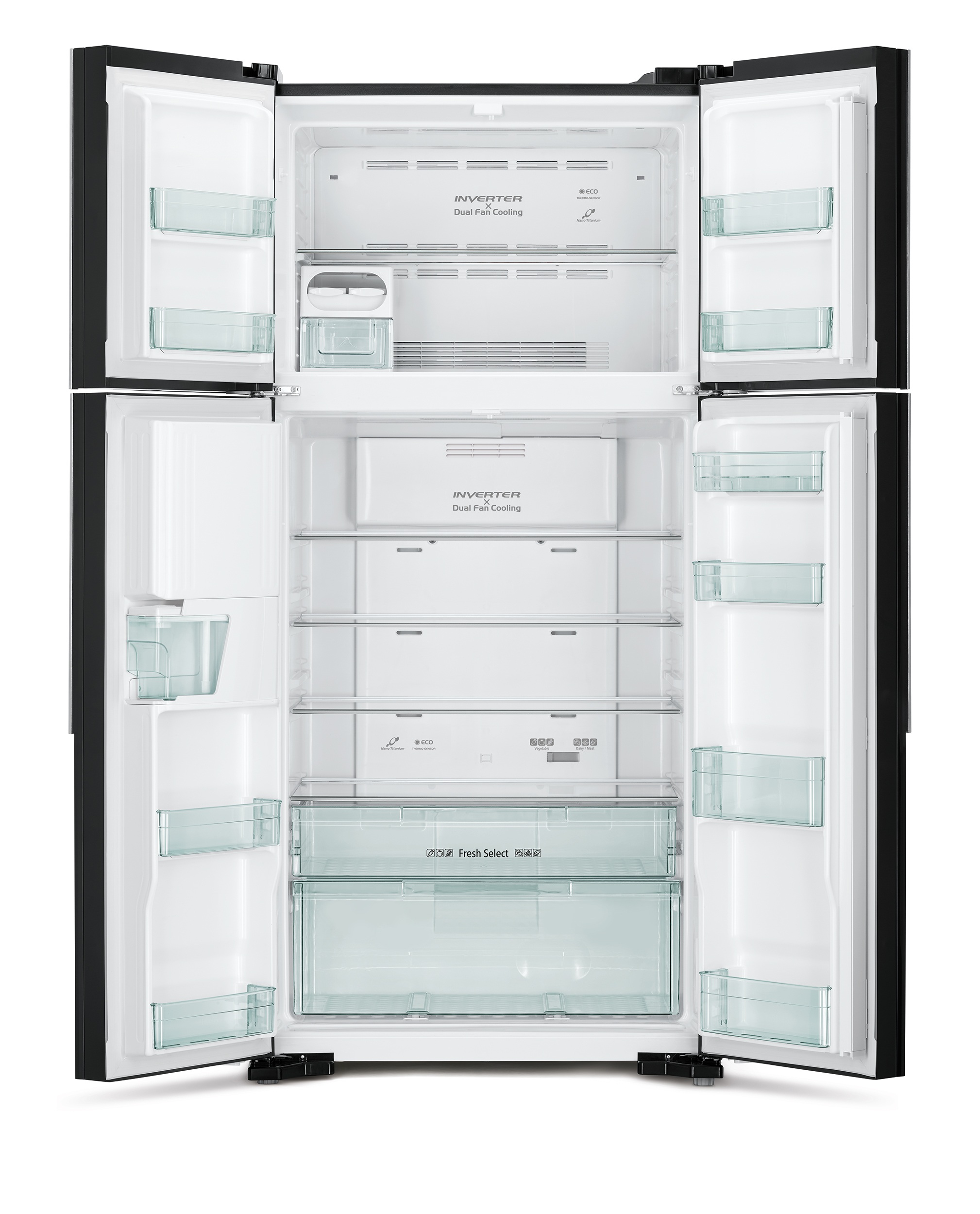 картинка Отдельностоящий холодильник Hitachi R-W660PUC7 GBK черный 