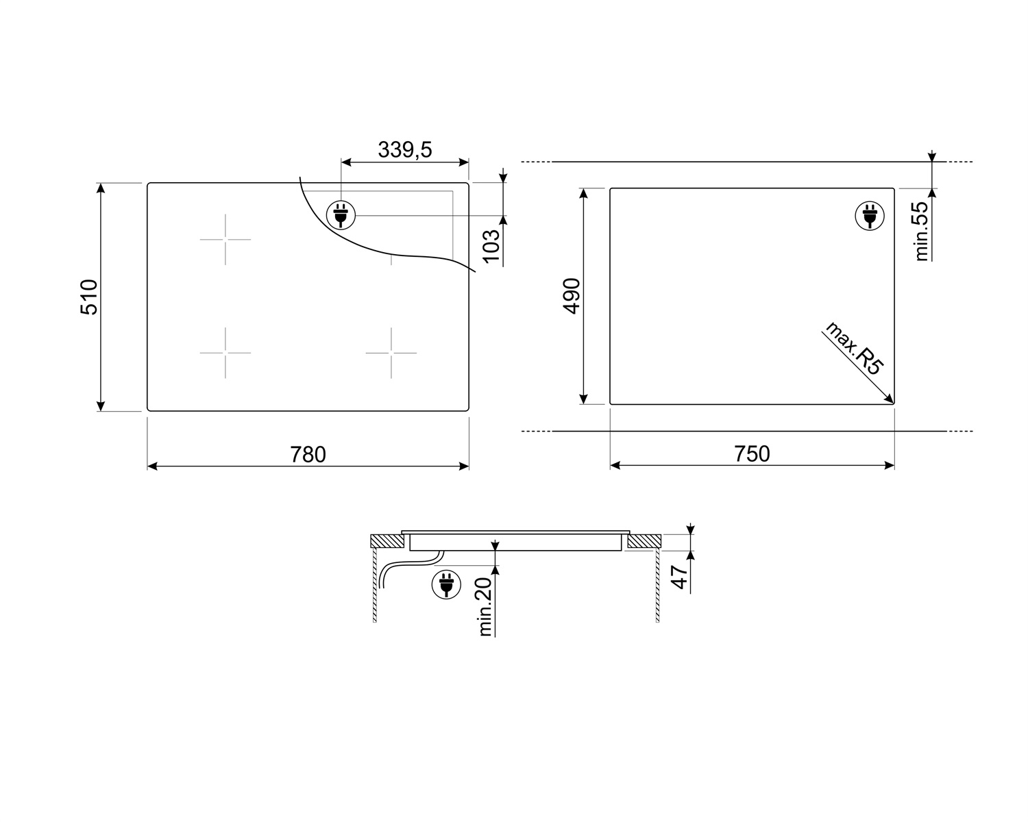 картинка Индукционная варочная панель Smeg SI1F7845B 