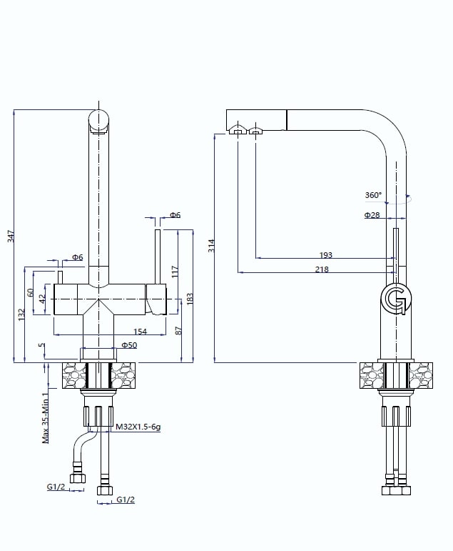 картинка Смеситель Rivelato Lugano 1523513 grigio/cromo 