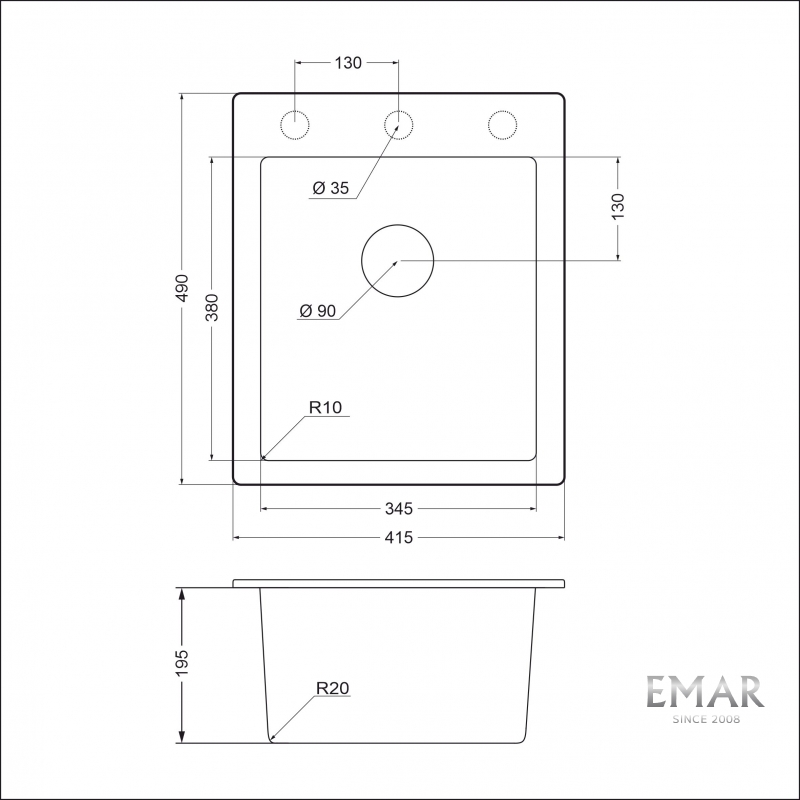 картинка Кухонная мойка Emar Quartz EMQ-1415.Q 