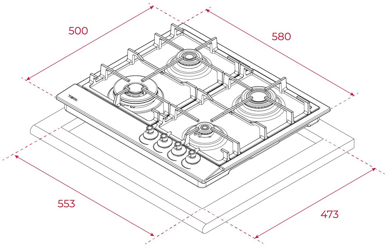 картинка Газовая варочная панель Teka GSC 64320 RBN VANILLA-OB 