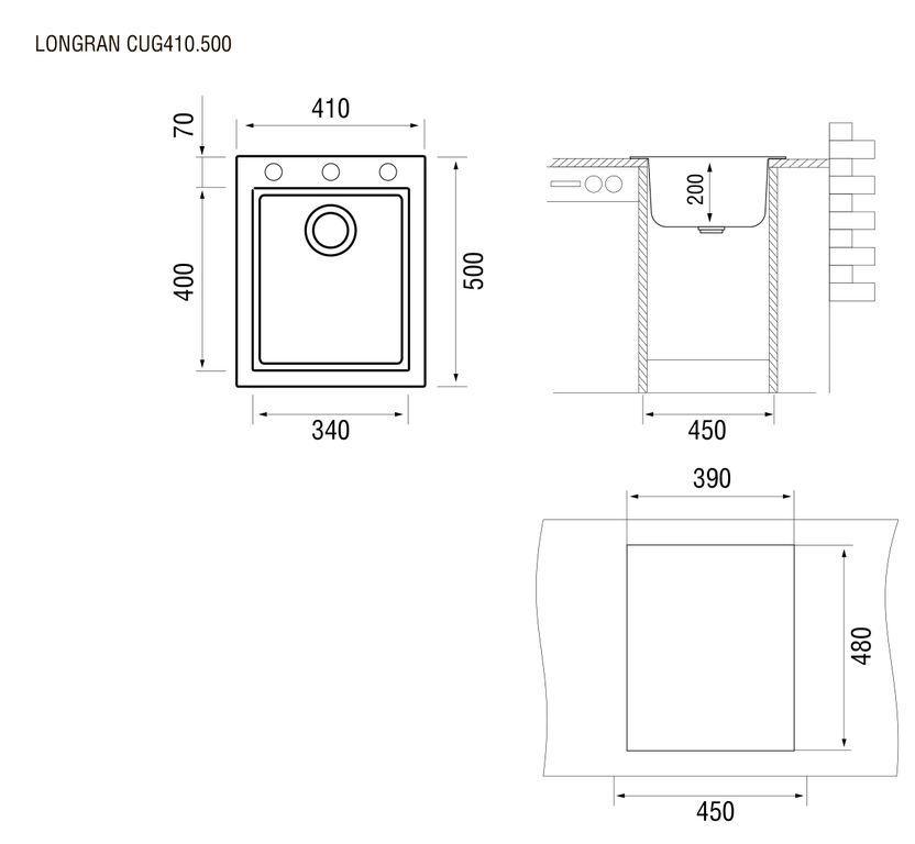 картинка Мойка Longran CUBE CUG 410.500 