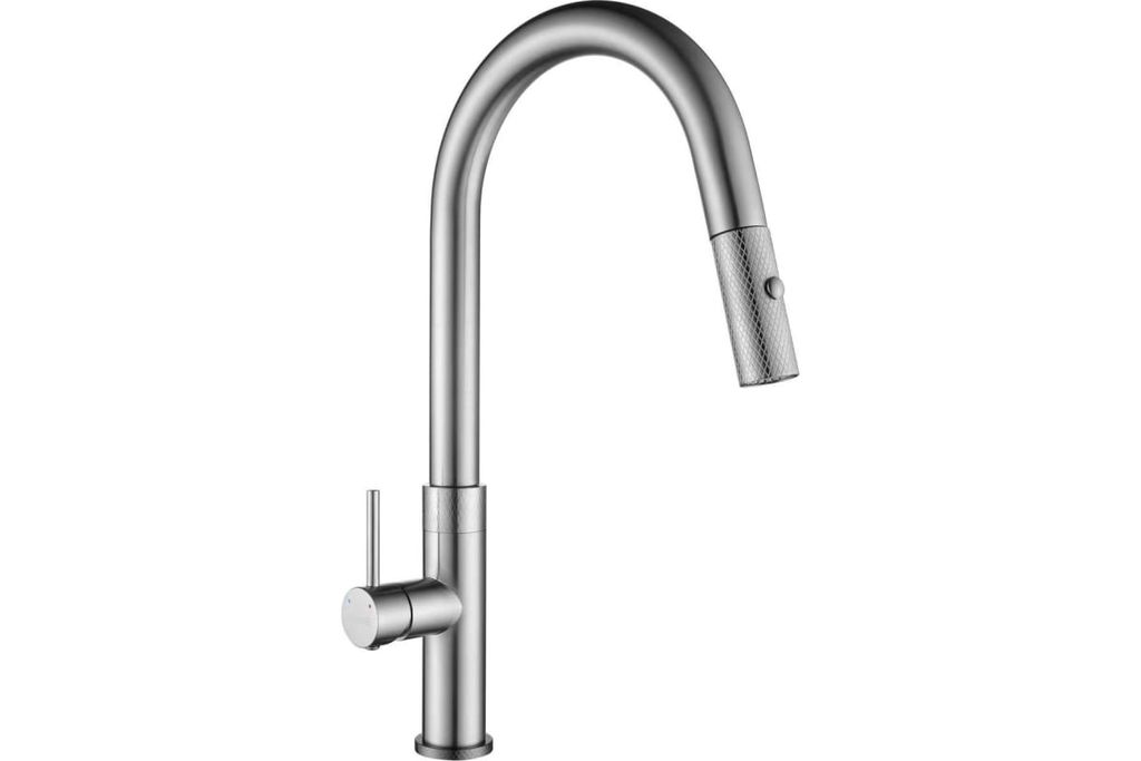 картинка Смеситель с выдвижной лейкой LONGRAN TECHNO STEEL LM2183 SТ 