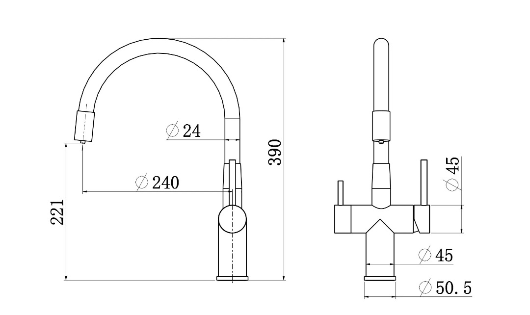 картинка Смеситель LONGRAN Sprint logic LM2198, Stainless Steel/Black 