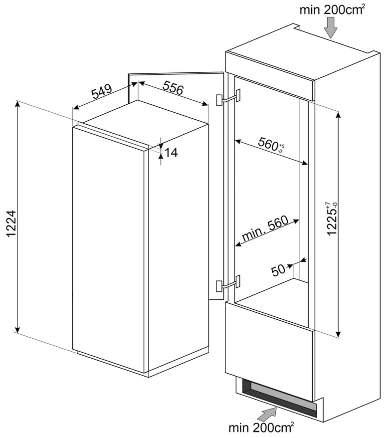 картинка Встраиваемый холодильник Smeg S8C124DE 