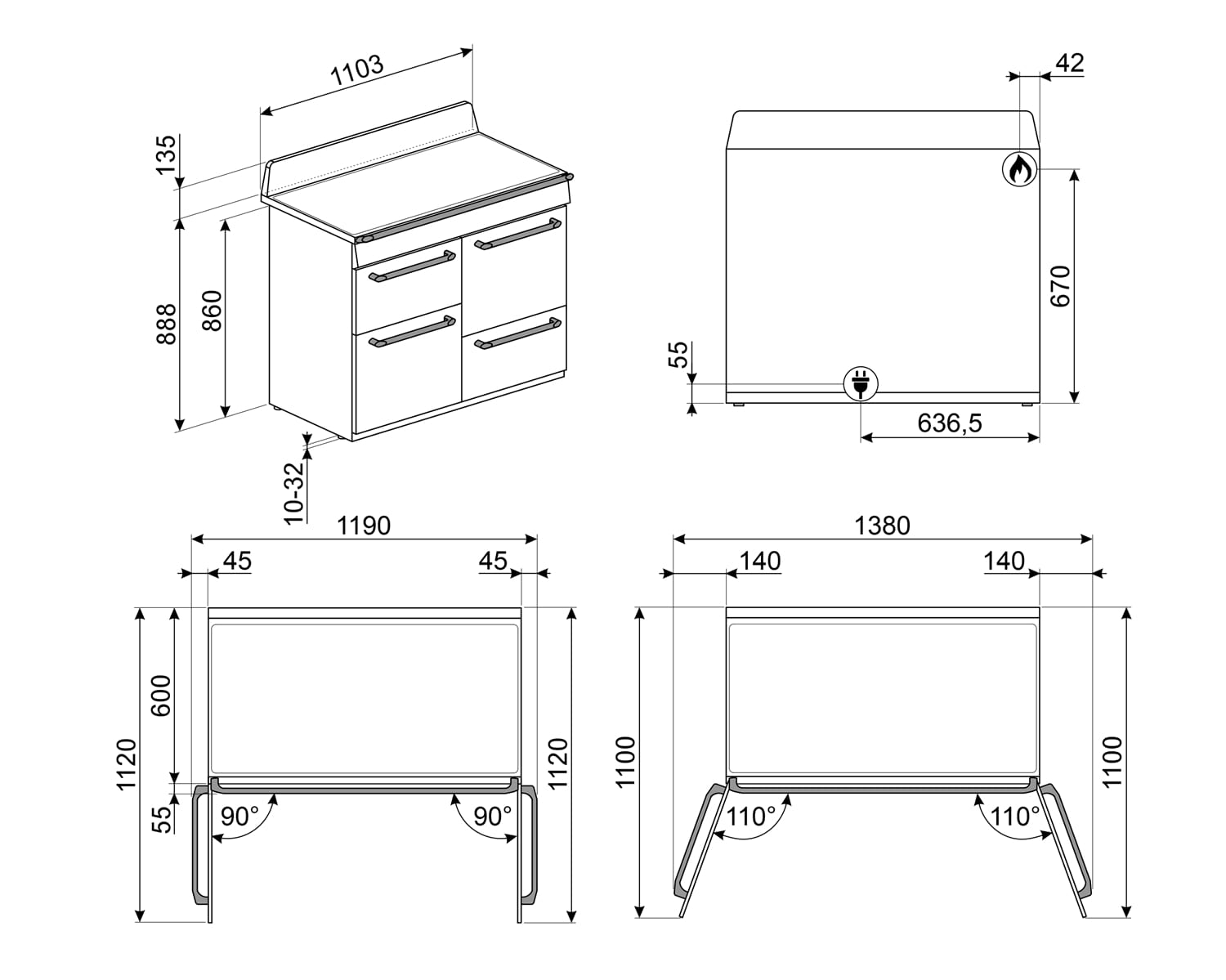 картинка Комбинированная кухонная плита Smeg TR4110AZ 