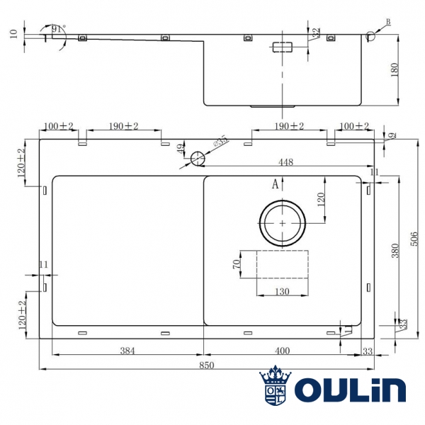 картинка Мойка для кухни Oulin OL-FTR102R 