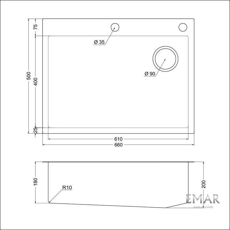 картинка Кухонная мойка Emar EMB-660(TOP) PVD Dark 