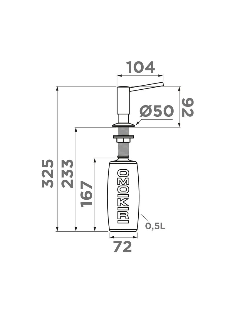 картинка Дозатор для мыла Omoikiri OM-02 под металл 