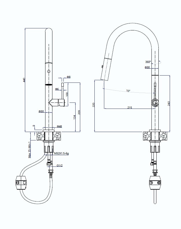 картинка Смеситель Rivelato Asti 3972500 nero/cromo 