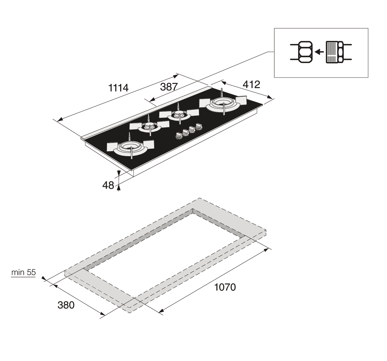 картинка Газовая варочная панель ASKO HG8144BGB2 