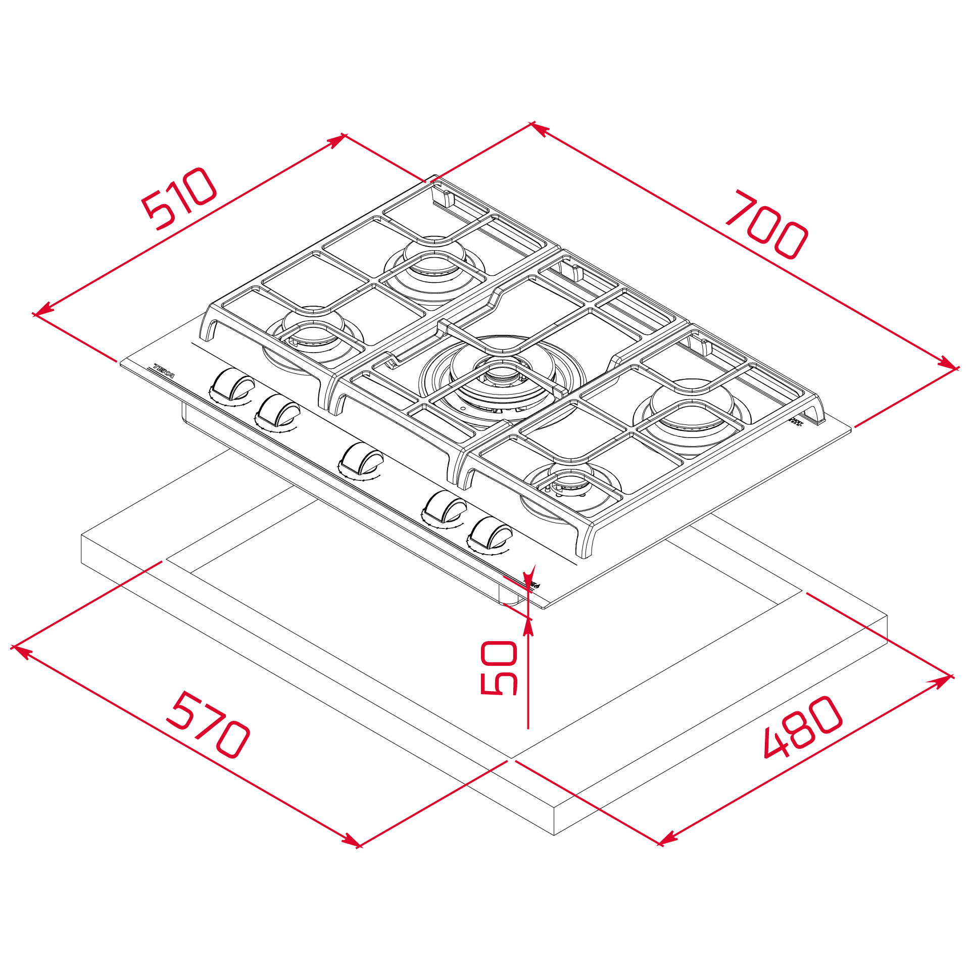 картинка Газовая варочная панель Teka GZC 75330 XBC WHITE MARBLE 