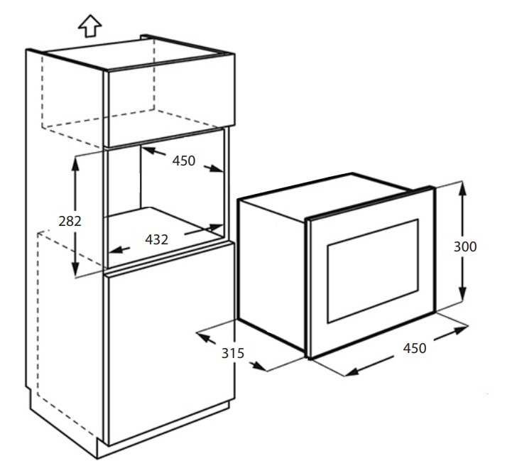 картинка Микроволновая печь встраиваемая Monsher MMH 1015 Noir 