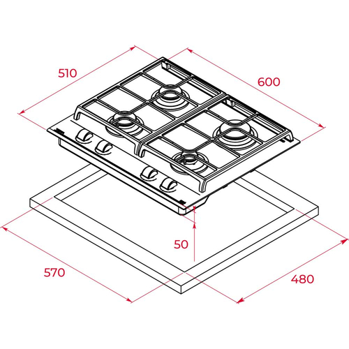 картинка Газовая варочная панель Teka GBC 64100 KBN WHITE 