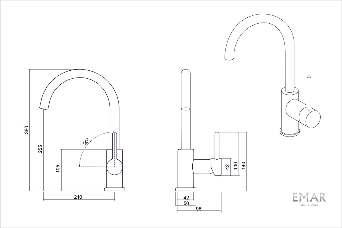 картинка Смеситель Emar ЕС - 3004 Satin 