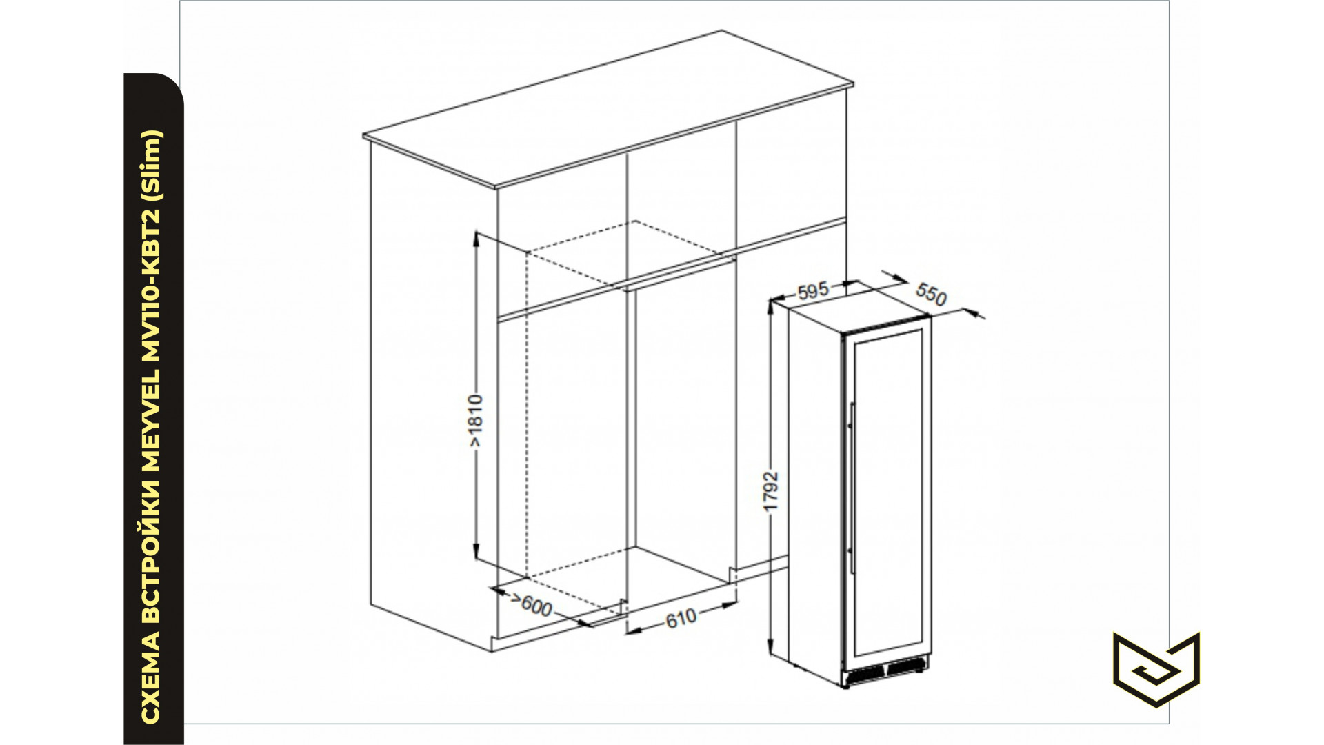 картинка Комбинированный винный шкаф Meyvel MV110-KBT2 (Slim) 