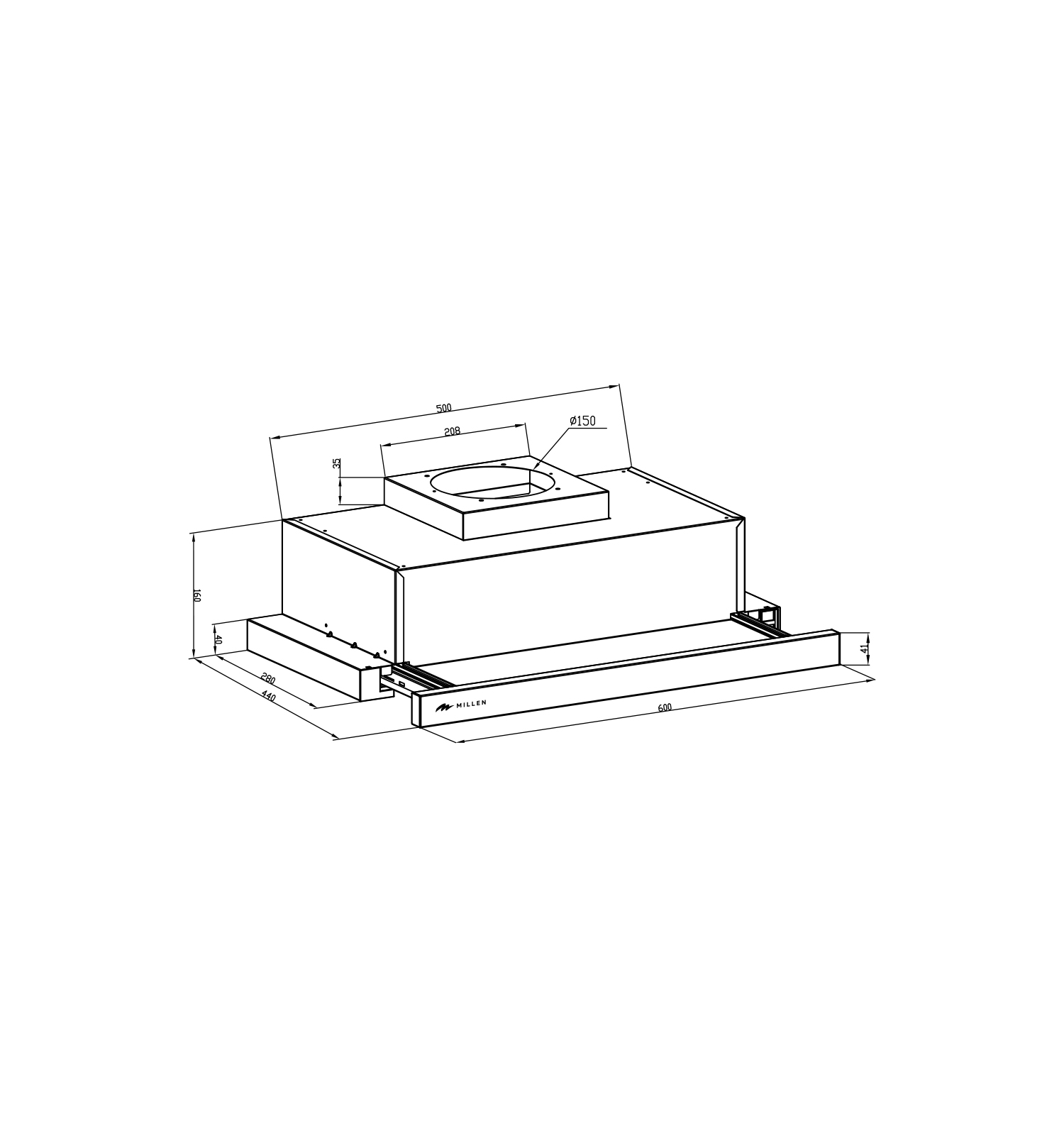 картинка Кухонная вытяжка Millen MBKHS 601 WH 