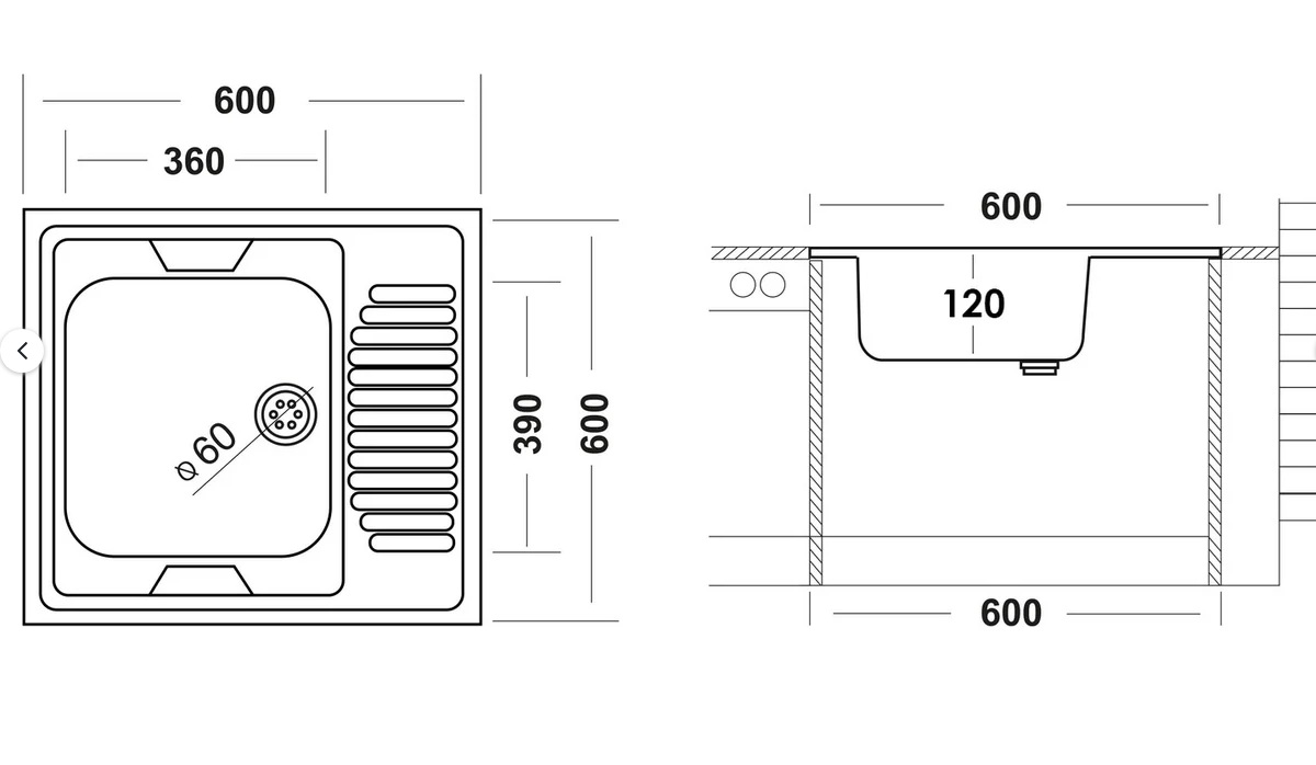 картинка Мойка для кухни Ukinox ECO600.600 L  картинка Мойка для кухни Ukinox ECO600.600 L