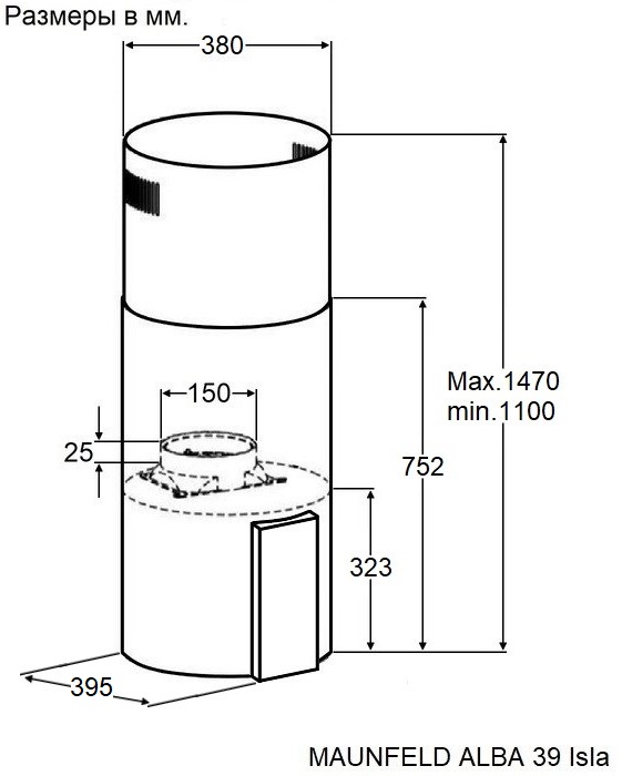картинка Кухонная вытяжка Maunfeld ALBA 39 Isla золотая 