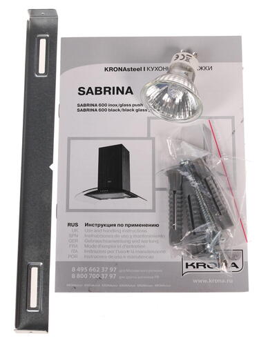 картинка Кухонная вытяжка Krona SABRINA 600 INOX/GLASS PUSH BUTTON 