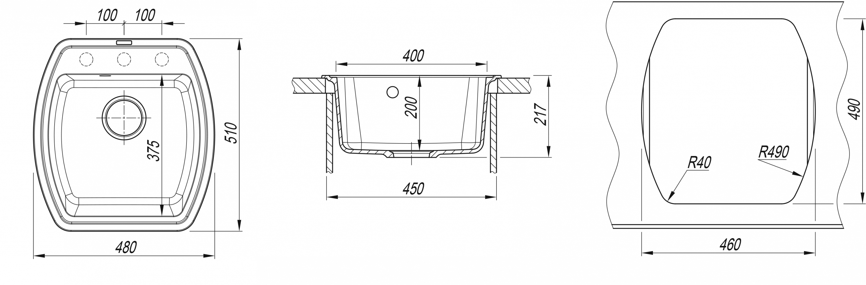 картинка Мойка для кухни Florentina Нире-480 