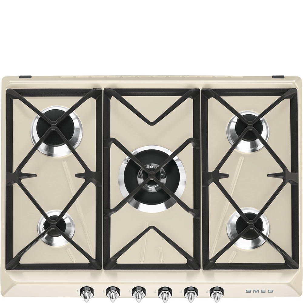 картинка Газовая варочная панель Smeg SR975PGH кремовый 