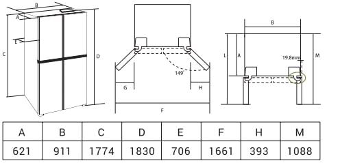 картинка Отдельностоящий холодильник Hiberg RFQ-555DX NFGW Inverter 