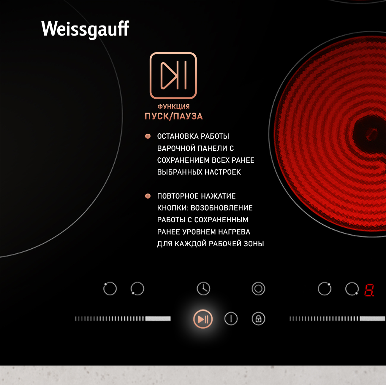 картинка Электрическая варочная панель Weissgauff HV 640 BSG 