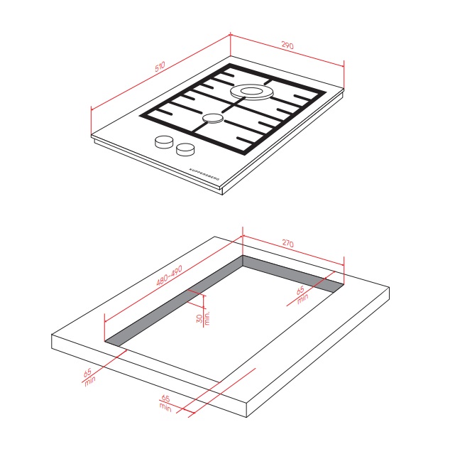 картинка Газовая варочная панель Kuppersberg TG 38 B черная 