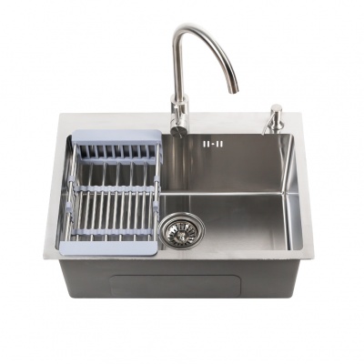 картинка Комплект D6045H+4 MELANA ProfLine (мойка, смеситель, дозатор, коландер, выпуск) 