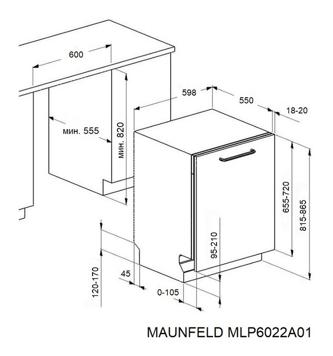 картинка Посудомоечная машина Maunfeld MLP6022A01 Light Beam 