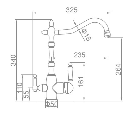 картинка Смеситель Ledeme L4555-3 хром 