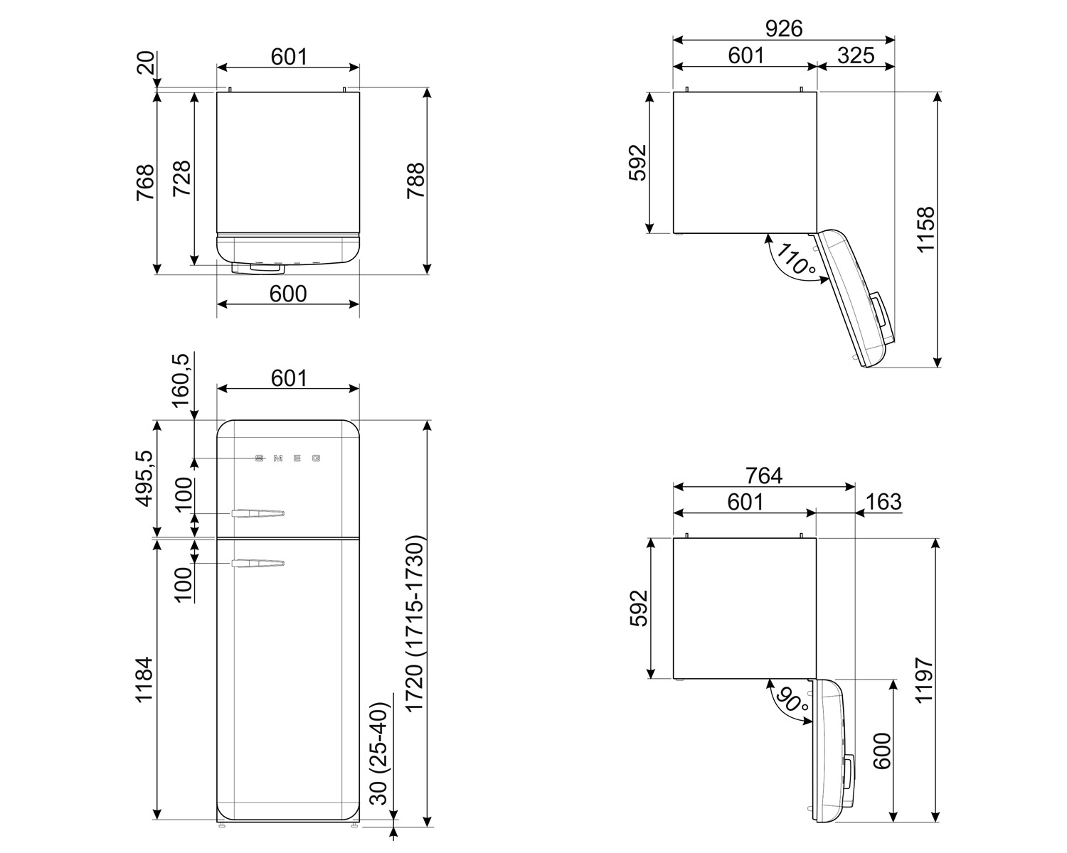 картинка Отдельностоящий холодильник Smeg FAB30RBL5 
