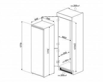картинка Встраиваемый холодильник Smeg S8L1743E 