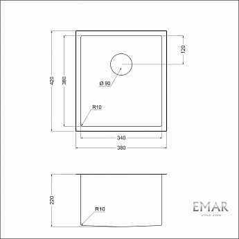 картинка Мойка для кухни Emar EMB-130 PVD Nano Golden 