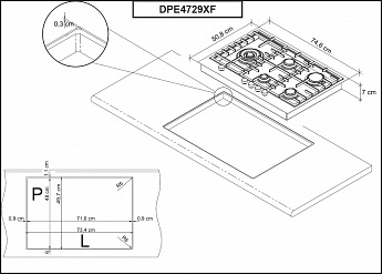 картинка Газовая варочная панель De Dietrich DPE4729XF Inox 