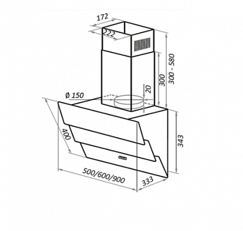 картинка Кухонная вытяжка Maunfeld CASCADA 60 бежевое стекло 