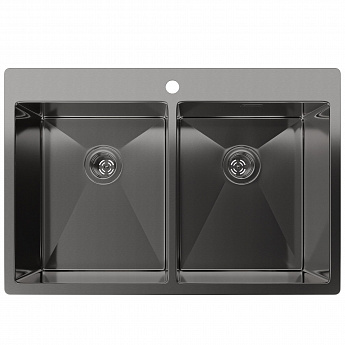 картинка Мойка для кухни Rivelato Rinox 7450 2В PVD black  картинка Мойка для кухни Rivelato Rinox 7450 2В PVD black