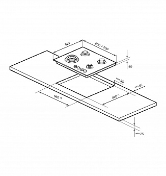 картинка Газ на стекле варочная панель Lex GVG 640-1 BBL 