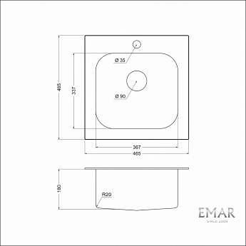 картинка Кухонная мойка Emar Steel 130A глянец 