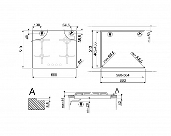 картинка Газовая варочная панель Smeg PV864PO 