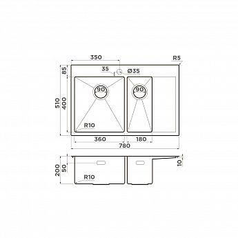 картинка Мойка для кухни Omoikiri Akisame-78-2-IN-L 