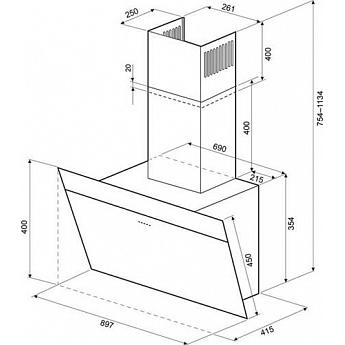 картинка Кухонная вытяжка Krona KRISTEN 900 WHITE/INOX S 