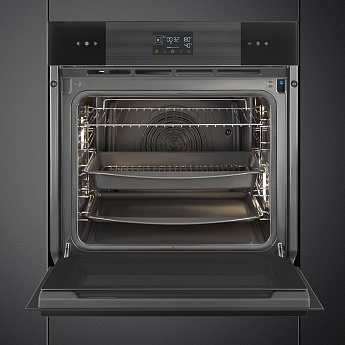 картинка Электрический духовой шкаф с функцией пара Smeg SOP6102S2PB3 стекло Deep Black 