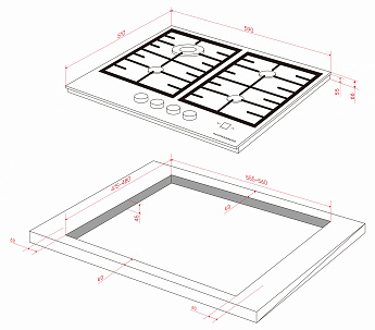 картинка Газовая варочная панель Kuppersberg FG 68 B 