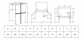 картинка Полувстраиваемый холодильник Hiberg RFQ-600DX NFGB inverter черный 